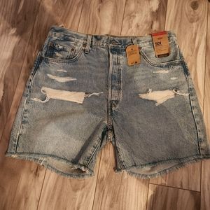 Nwt Levi's Premium 501 Distressed Denim Shorts Size 34 Waist